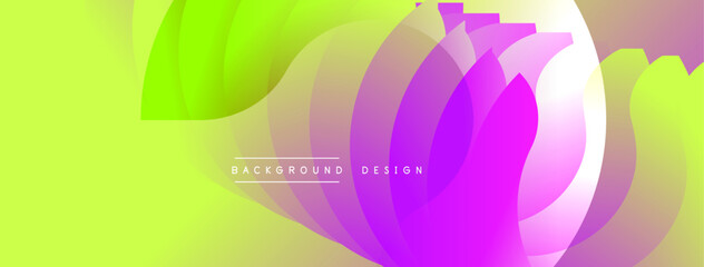 Bright abstract design. Smooth gradients, flowing shapes create dynamic composition. Vivid colors, modern aesthetic. Perfect backdrop for presentations, websites.