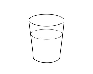 水の入ったコップのシンプルな線画イラスト