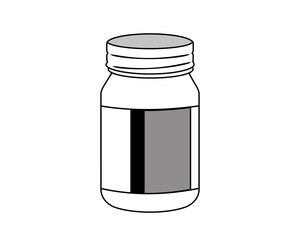 シンプルな錠剤用薬瓶のモノクロイラスト