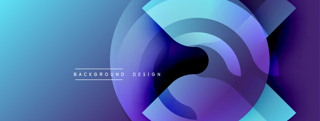 Abstract design. Overlapping circles create dynamic composition. Blue, purple hues blend smoothly. Modern aesthetic, perfect backdrop.