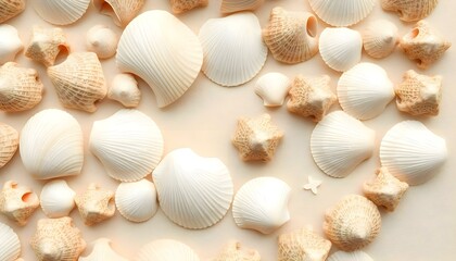 group of sea shells on a white surface