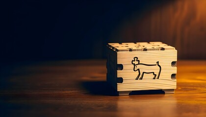 Fototapeta premium wooden block with a picture of a deer on it