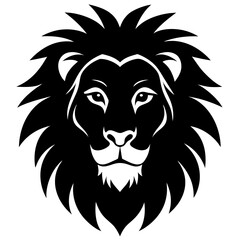 A Lion Face silhouette illustration on white background
