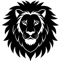 A Lion Face silhouette illustration on white background