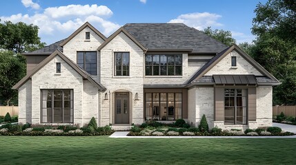 Realistic Close Up of a Contemporary Home's Stunning Front Exterior