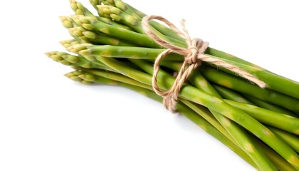 Fototapeta premium bunch of green asparagus tied up with twine