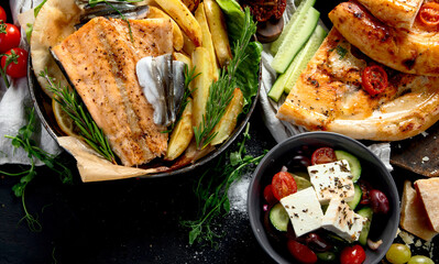 Mediterranean dishes concept.