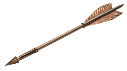 Close up of a bronze arrow with intricate details.