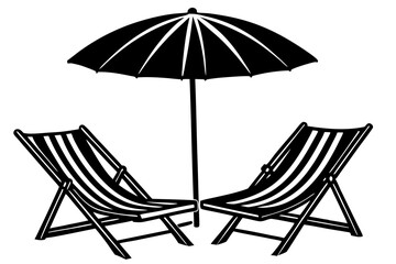 beach chair and umbrella