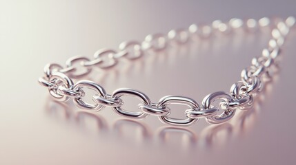 Obraz premium Elegant silver chain with a dazzling pendant, styled against a neutral background, perfect for fashion and luxury themes.