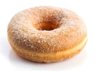 A perfectly sugared donut, a delightful treat, a tempting golden-brown circle of sweetness, inviting a bite.