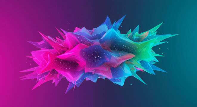 Abstract Geometric Shape with Spikes and Vibrant Gradient Background
