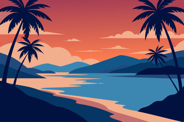 Fototapeta premium tropical beach with palm trees