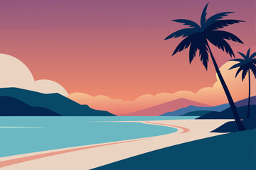 Fototapeta premium tropical beach with palm trees