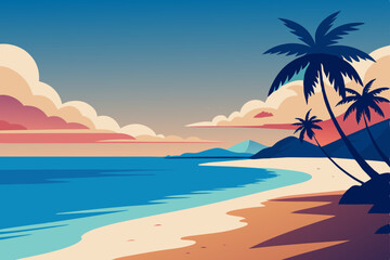 Fototapeta premium tropical beach with palm tree