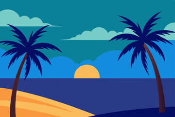 Obraz premium tropical beach with palm trees