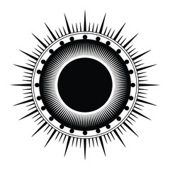 Fototapeta premium Solar Eclipse Mandala design, Silhouette, Vector, Icon, Logo, White Background.