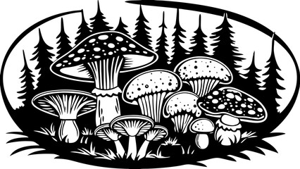 mushrooms on a white background