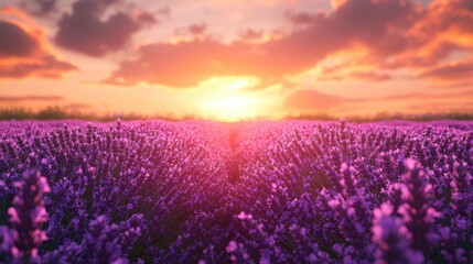 Fototapeta premium Lavender field sunset view