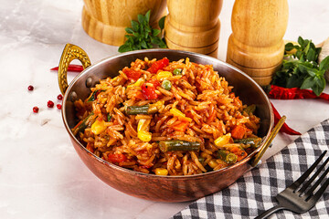 Mexican spicy rice with vegetables