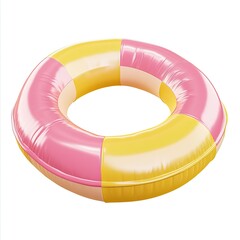 Round inflatable ring in pink and yellow