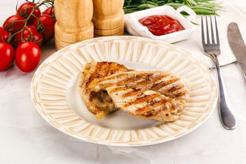 Grilled pork steak with sauce