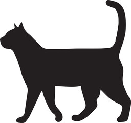 Black Cat Walking Silhouette Vector