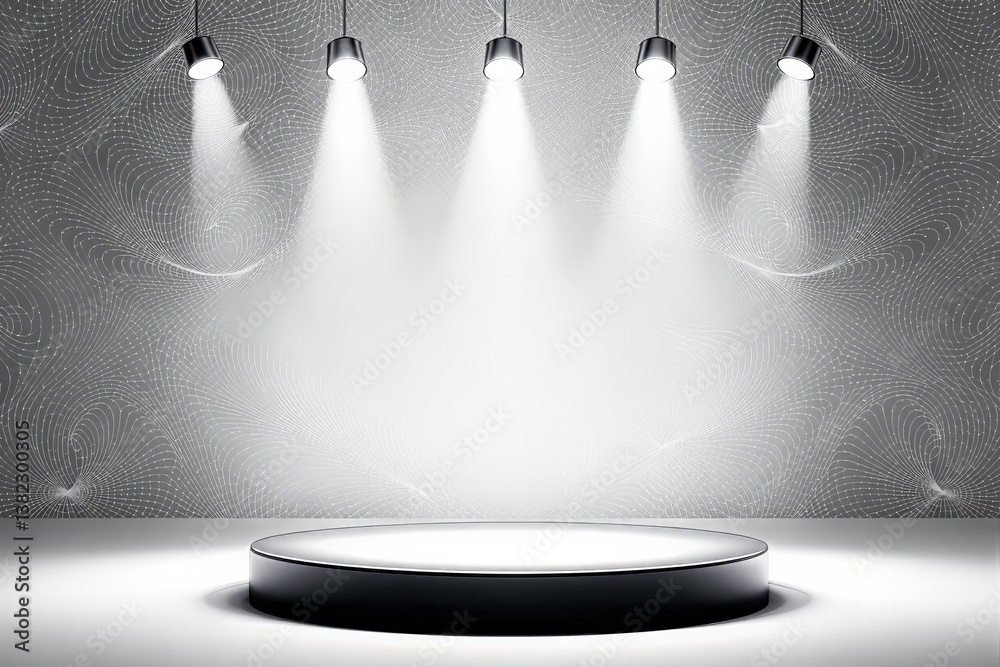 Poster modern empty stage with spotlights in abstract background.