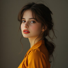 beautiful female with orange shirt