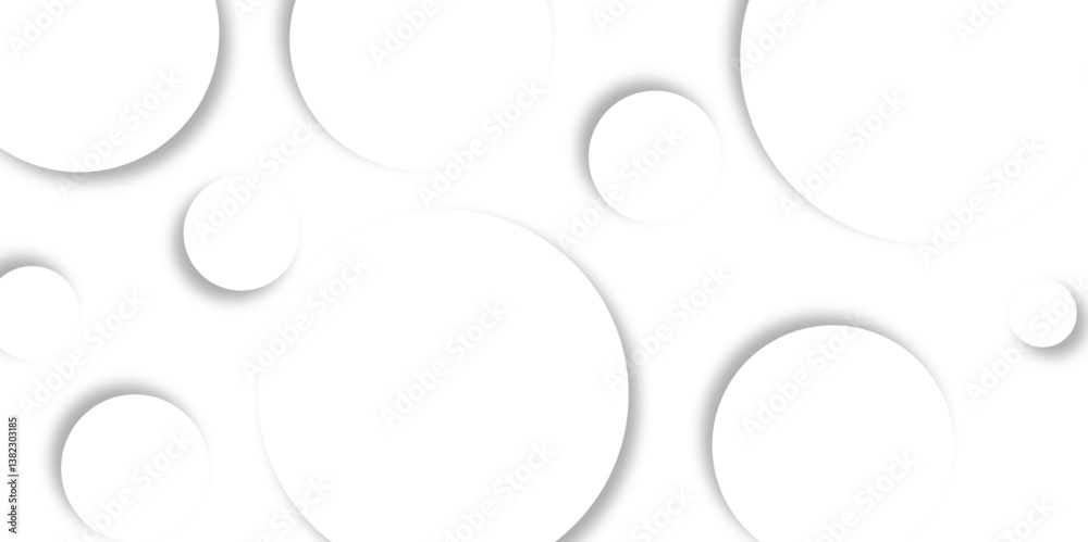 Poster Abstract background with circle white abstract geometric background with soft light white paper circles in design .Gray abstract. Modern design background for report and project presentation template.