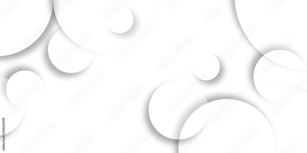 Poster Abstract background with circle white abstract geometric background with soft light white paper circles in design .Gray abstract. Modern design background for report and project presentation template.