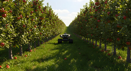 Autonomous Robot Tractor in Apple Orchard