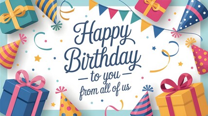 happy birthday card with gift boxes