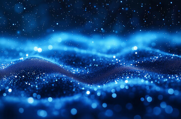 Abstract blue water background with bubbles and mist