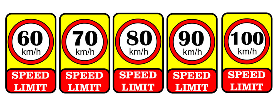 Speed limit sign board templates flat geometric shapes outline