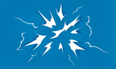 Simple comic book style explosion effect background on blue