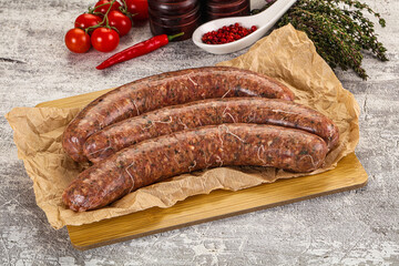 Raw beef and lamb sausages