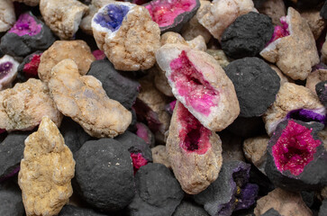 Small geode, rocks and minerals.