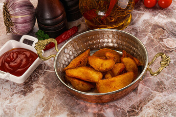 Fried rustic golden Idaho potato