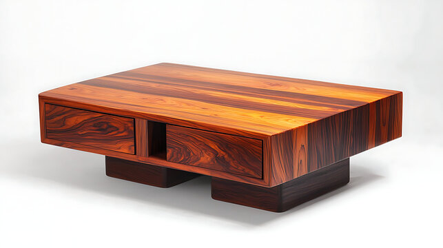 A wooden coffee table with two drawers