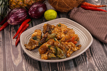 Prawn with vegetables and oyster sauce