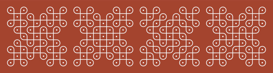 Set of modern pulli kolam. Indian home decor patterns.