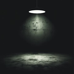 Single Pendant Lamp Illuminating a Grungy Concrete Wall and Floor Dimly