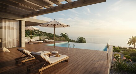 Obraz premium Golden Hour Oasis AI Generated