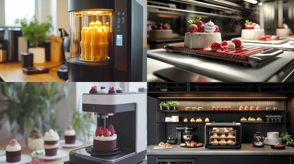 Smart kitchen appliances making desserts.