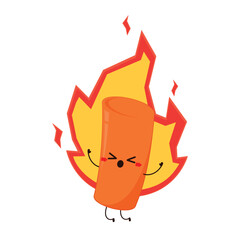 Cute Tteokbokki noodle cartoon. Korean street food. simple vector logo sausage. Tteokbokki is korean food.