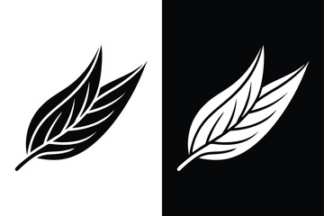 Willow Leaf Vector Silhouette. Minimalist Black and White Illustration for Nature Themes