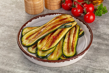 Grilled young zucchini for snack