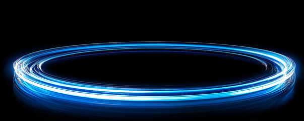 Abstract digital art featuring a glowing blue light wave composed of numerous particles and sparkles on a deep black background, creating a sense of movement and futuristic energy
