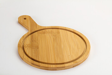 Wooden cutting board isolated on white background